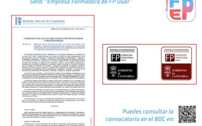 Convocatoria abierta a las empresas y organismos de Cantabria para obtener el Sello «Empresa formadora de FP DUAL»